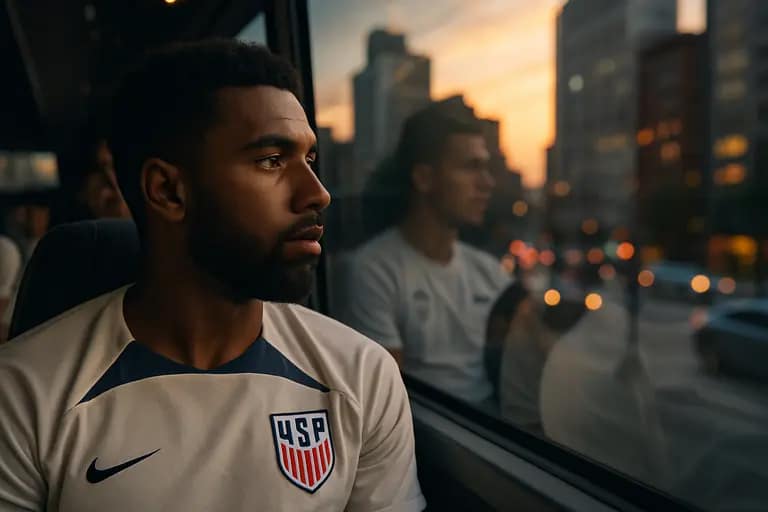 Soccer stadium exterior with transit lanes and fans arriving on foot