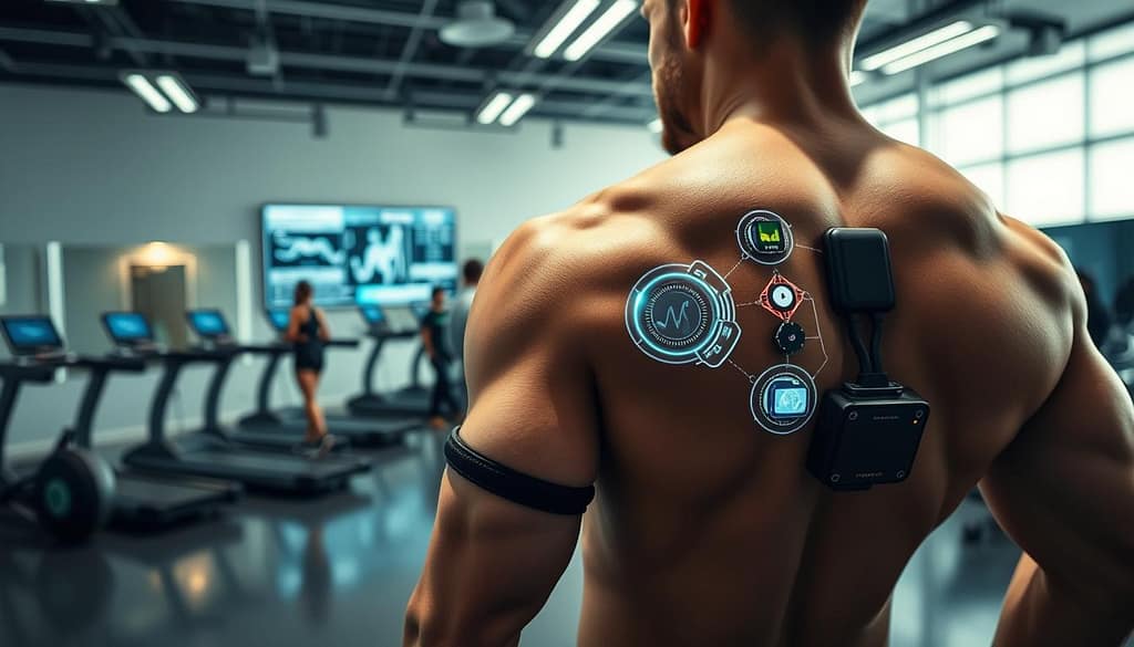 A state-of-the-art athlete recovery technology lab, bathed in soft, diffused lighting. In the foreground, a close-up view of various sensor modules attached to a muscular athlete's limbs and torso, capturing real-time biometric data. The middle ground reveals a sleek, futuristic interface displaying visualizations of the data, monitored by a team of sports scientists. In the background, a panoramic view of the lab's advanced equipment, including high-tech treadmills, resistance training stations, and recovery stations. The overall atmosphere conveys a sense of cutting-edge innovation and dedication to athlete well-being. A state-of-the-art athlete recovery technology lab, bathed in soft, diffused lighting. In the foreground, a close-up view of various sensor modules attached to a muscular athlete's limbs and torso, capturing real-time biometric data. The middle ground reveals a sleek, futuristic interface displaying visualizations of the data, monitored by a team of sports scientists. In the background, a panoramic view of the lab's advanced equipment, including high-tech treadmills, resistance training stations, and recovery stations. The overall atmosphere conveys a sense of cutting-edge innovation and dedication to athlete well-being.