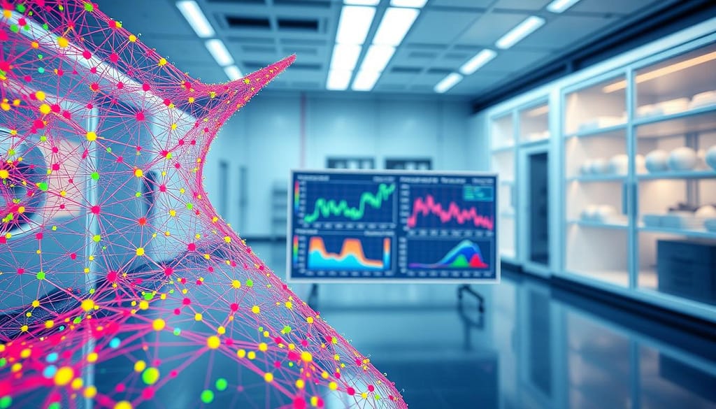 A detailed and dynamic CAE validation simulation visualization, showcasing a complex mesh structure overlaid on a digital rendering of advanced viscoelastic damping materials. In the foreground, intricate mesh nodes highlight the computational analysis used in the simulation, with vibrant colors to differentiate material properties. The middle ground features animated graphs and charts depicting convergence trends alongside 3D models of sports equipment, emphasizing the application of these innovations. The background presents a sleek, high-tech lab environment, softly lit with cool tones, indicating a research atmosphere. Camera angle captured from a slightly elevated perspective allows viewers to appreciate the complexity of the simulation, creating a sense of depth and technical sophistication. The overall mood should convey cutting-edge research and material innovation in sports equipment design. A detailed and dynamic CAE validation simulation visualization, showcasing a complex mesh structure overlaid on a digital rendering of advanced viscoelastic damping materials. In the foreground, intricate mesh nodes highlight the computational analysis used in the simulation, with vibrant colors to differentiate material properties. The middle ground features animated graphs and charts depicting convergence trends alongside 3D models of sports equipment, emphasizing the application of these innovations. The background presents a sleek, high-tech lab environment, softly lit with cool tones, indicating a research atmosphere. Camera angle captured from a slightly elevated perspective allows viewers to appreciate the complexity of the simulation, creating a sense of depth and technical sophistication. The overall mood should convey cutting-edge research and material innovation in sports equipment design.