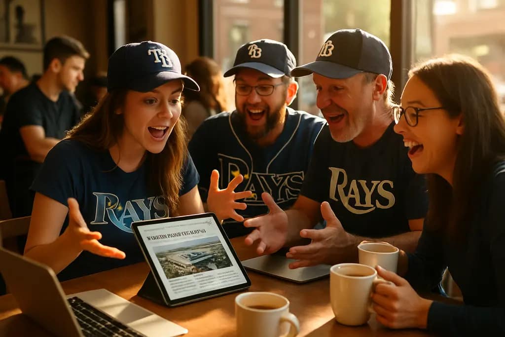 Rays Stadium Project finance documents beside a baseball field model