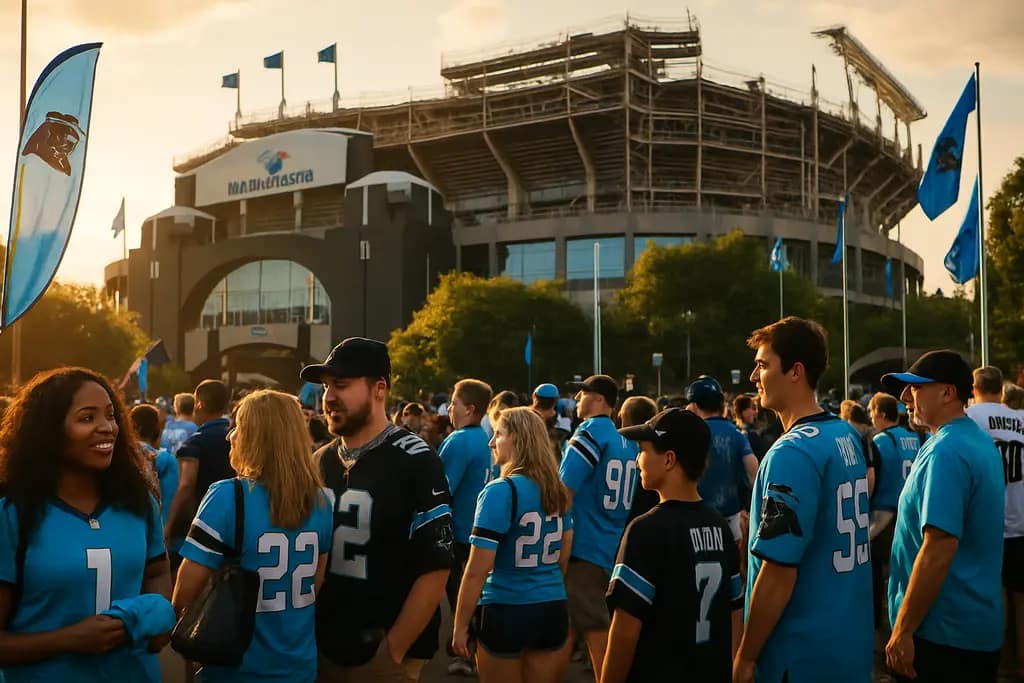 Stadium Renovation Impact view of Charlotte fans entering a modern sports venue